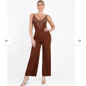 POPILUSH BROWN JUMPSUIT ROMPER PANTSUIT LOUNGING  XL UNDERWIRE BRA SHAPEWEAR